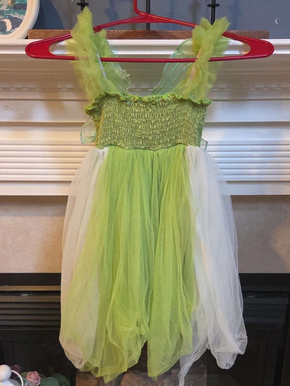 Green & White Fairy Tulle Costume Dress- Toddler Size 3t/4t.